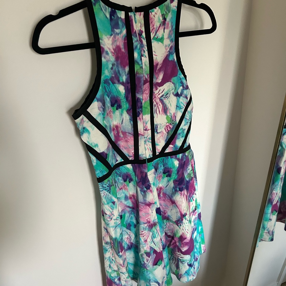 Parker Blue and Pink Sheath Mini Dress Halter Sleeveless - Picture 3 of 5